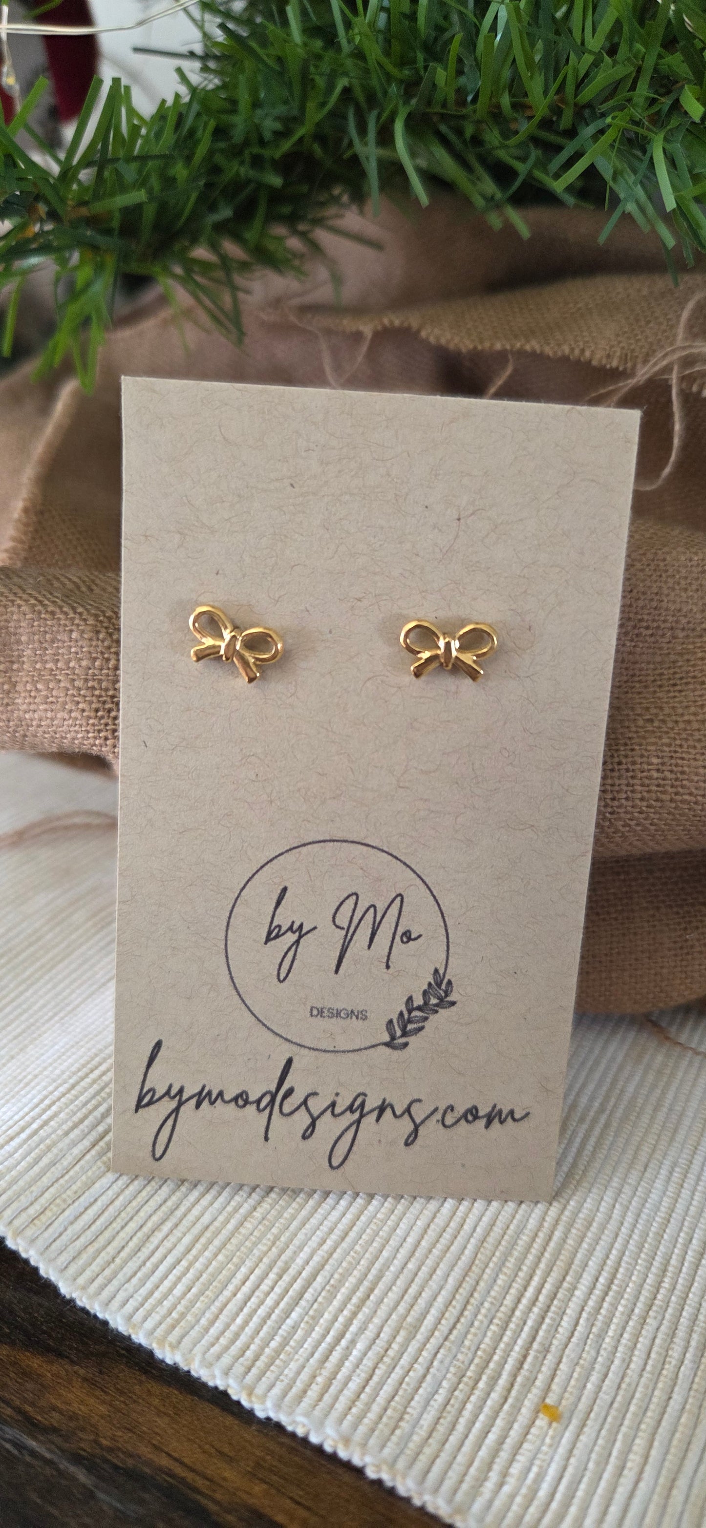 Bow Stud Earrings – PVD Gold & Silver Stainless Steel Minimalist Earrings