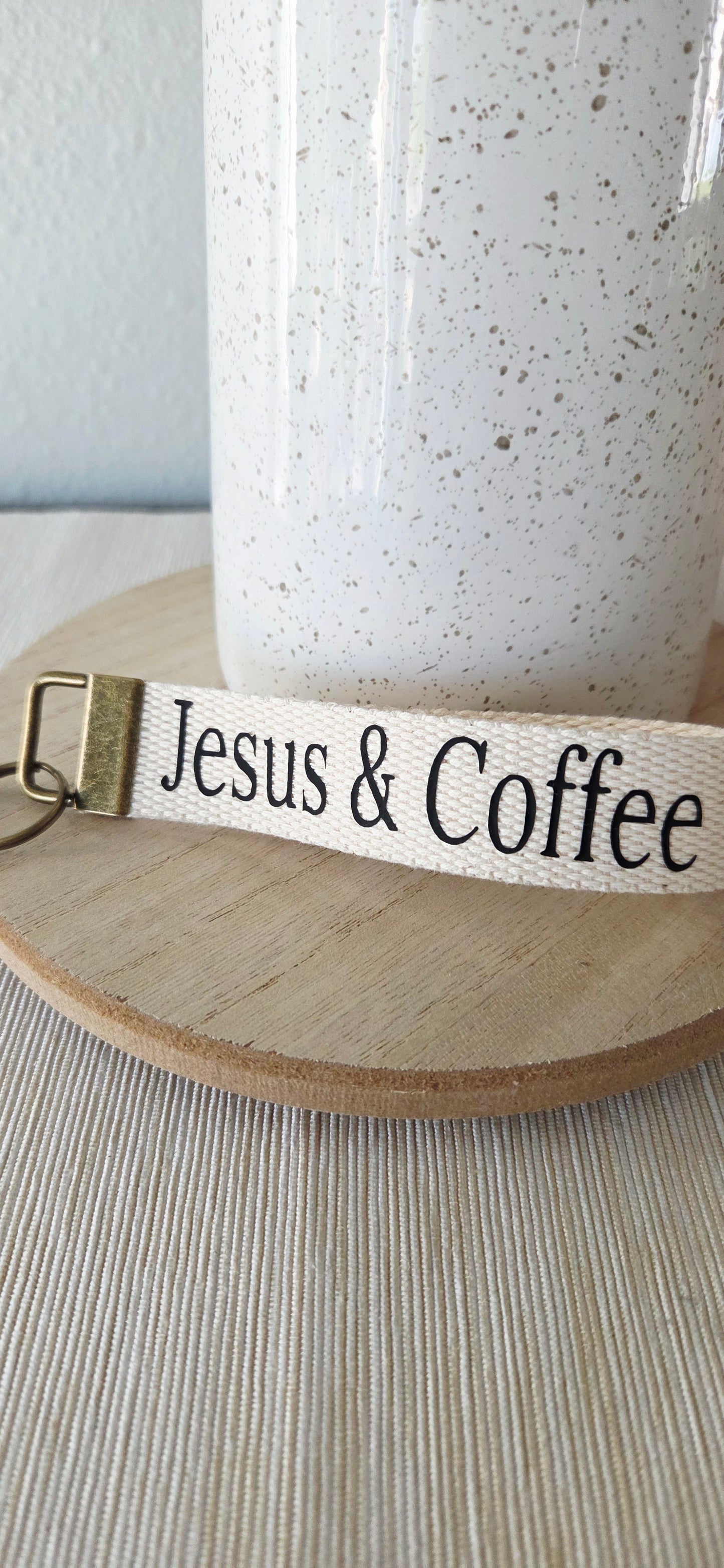 Jesus & Coffee Key Fob Wristlet