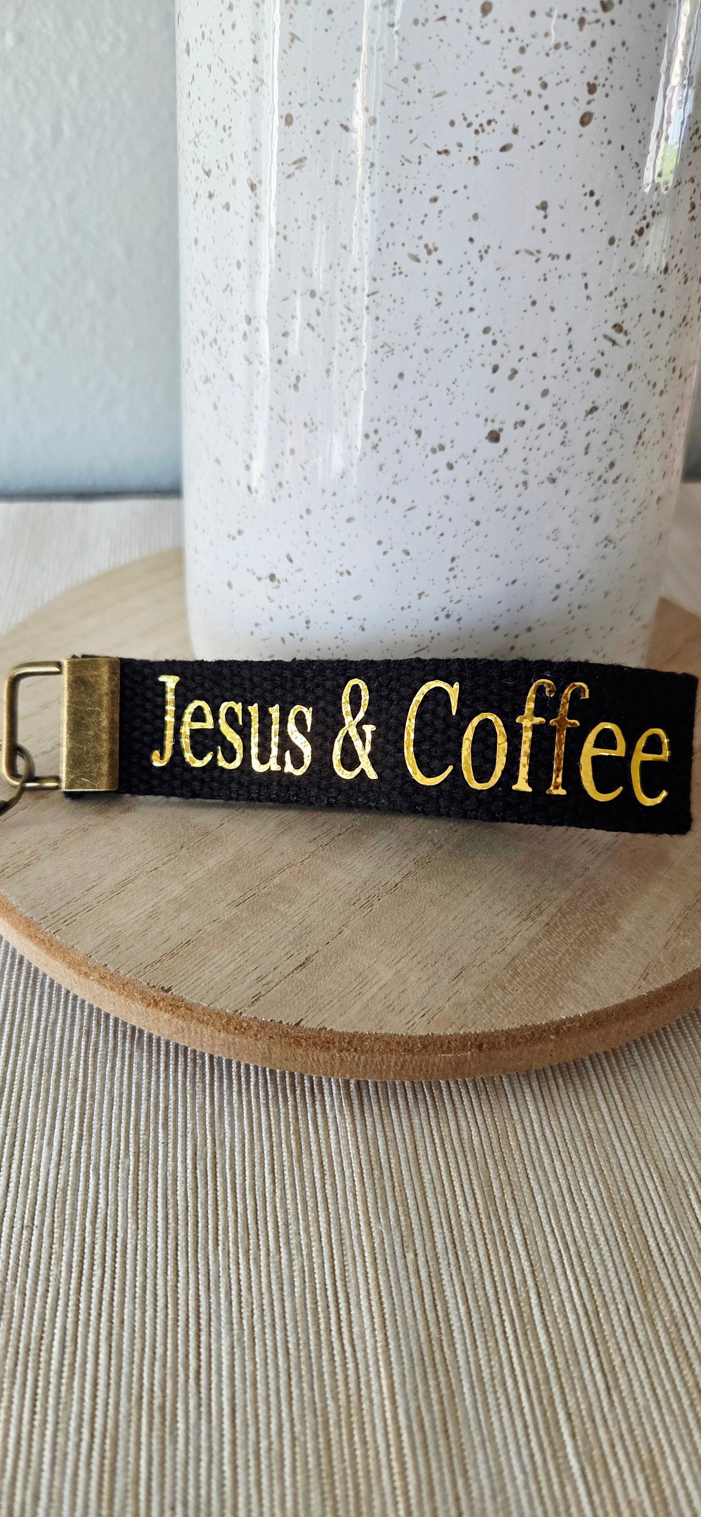 Jesus & Coffee Key Fob Wristlet