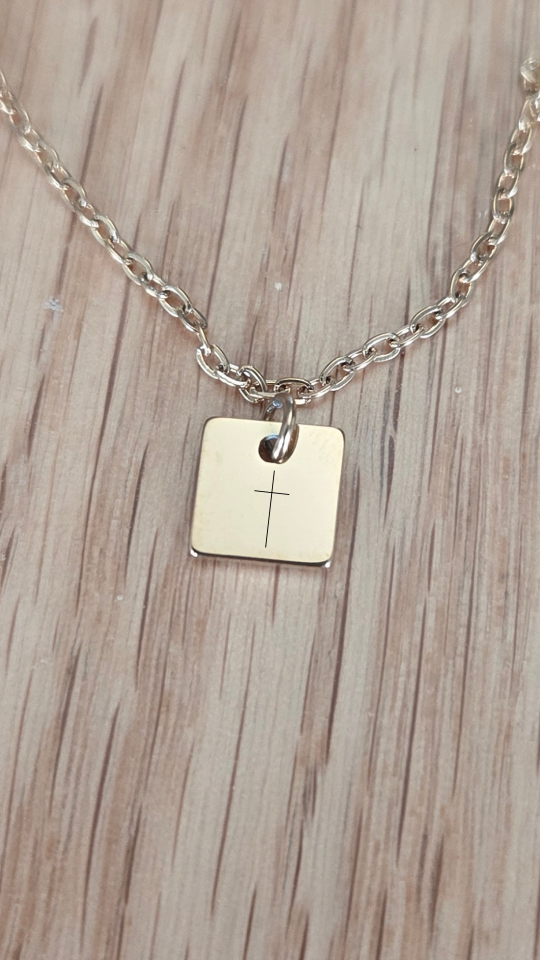 Mini Cross Necklace – Engraved Faith Pendant