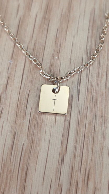 Mini Cross Necklace – Engraved Faith Pendant
