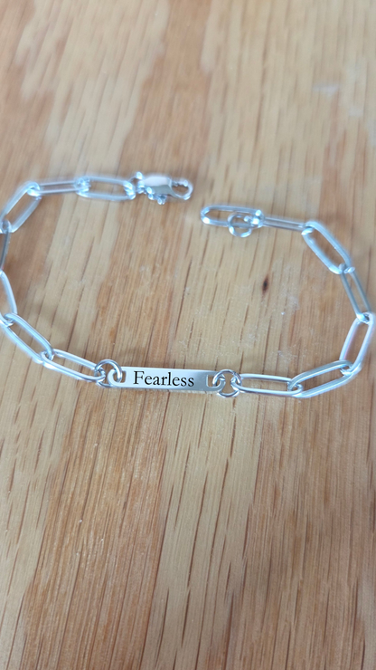 Personalized Paperclip Chain Engraved Bracelet