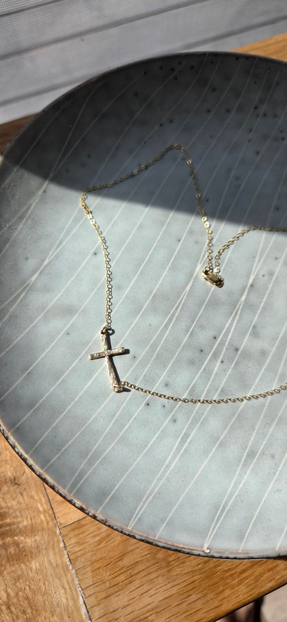 Handcrafted Side Cross Necklace | By Mo Designs