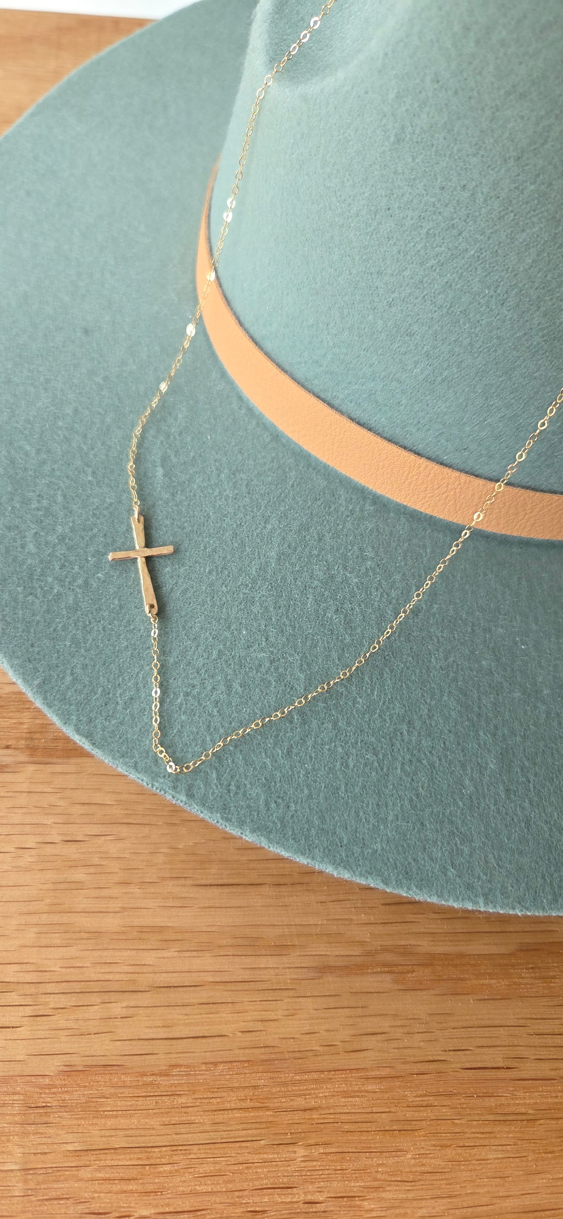 Handcrafted Side Cross Necklace | By Mo Designs