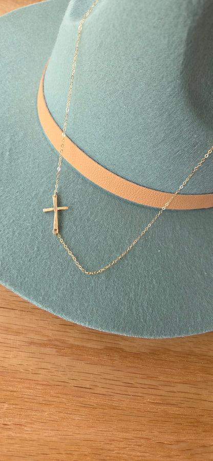 Handcrafted Side Cross Necklace | By Mo Designs