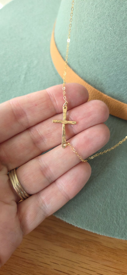 Handcrafted Side Cross Necklace | By Mo Designs