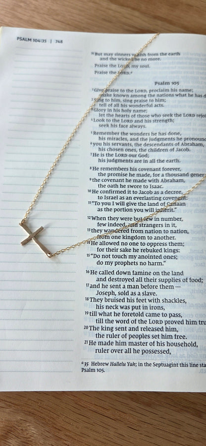 Handcrafted Side Cross Necklace | By Mo Designs