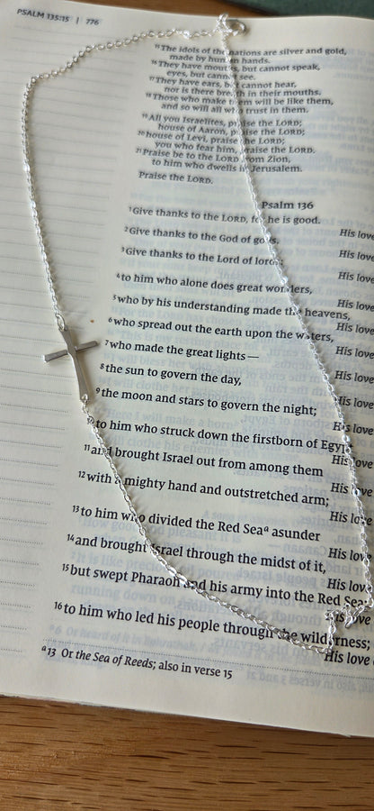 Handcrafted Side Cross Necklace | By Mo Designs