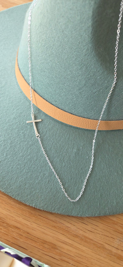 Handcrafted Side Cross Necklace | By Mo Designs