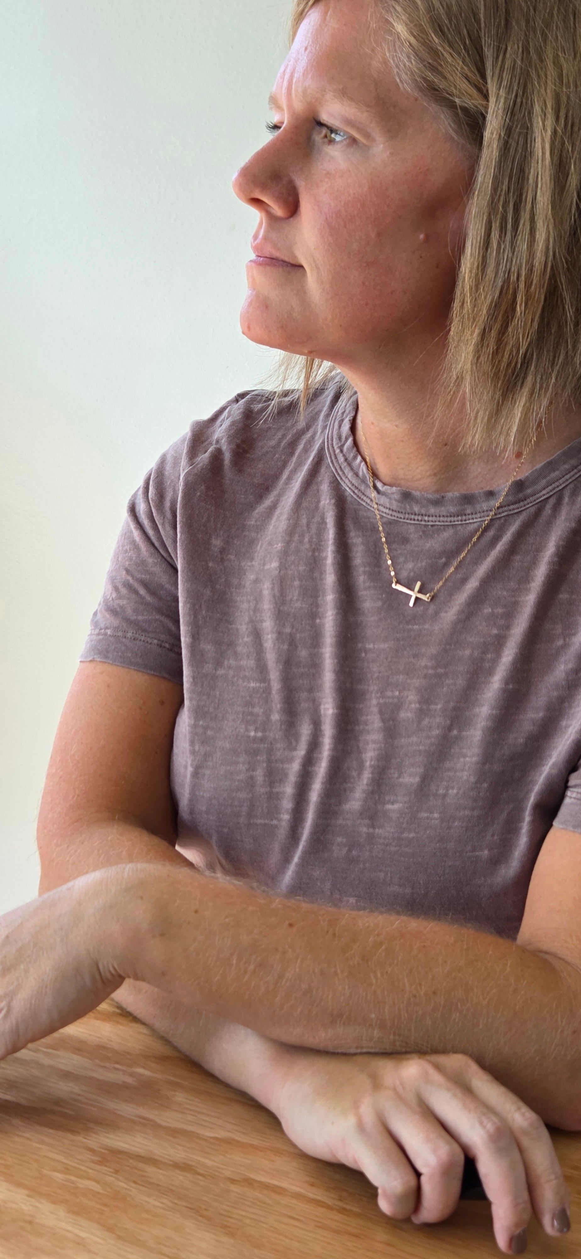 Handcrafted Side Cross Necklace | By Mo Designs