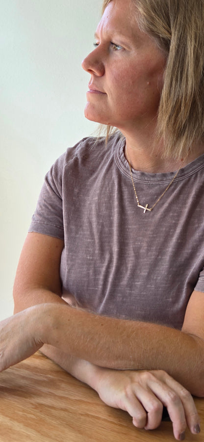 Handcrafted Side Cross Necklace | By Mo Designs