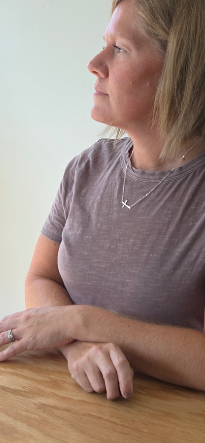 Handcrafted Side Cross Necklace | By Mo Designs