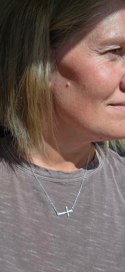 Handcrafted Side Cross Necklace | By Mo Designs