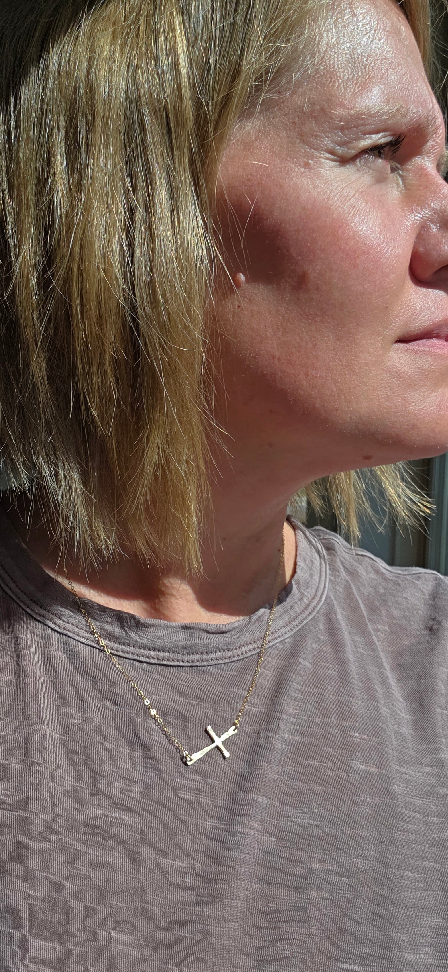 Handcrafted Side Cross Necklace | By Mo Designs