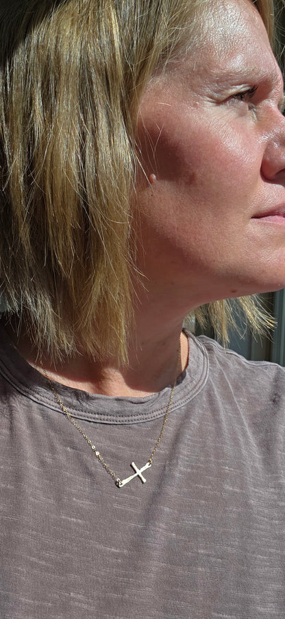 Handcrafted Side Cross Necklace | By Mo Designs