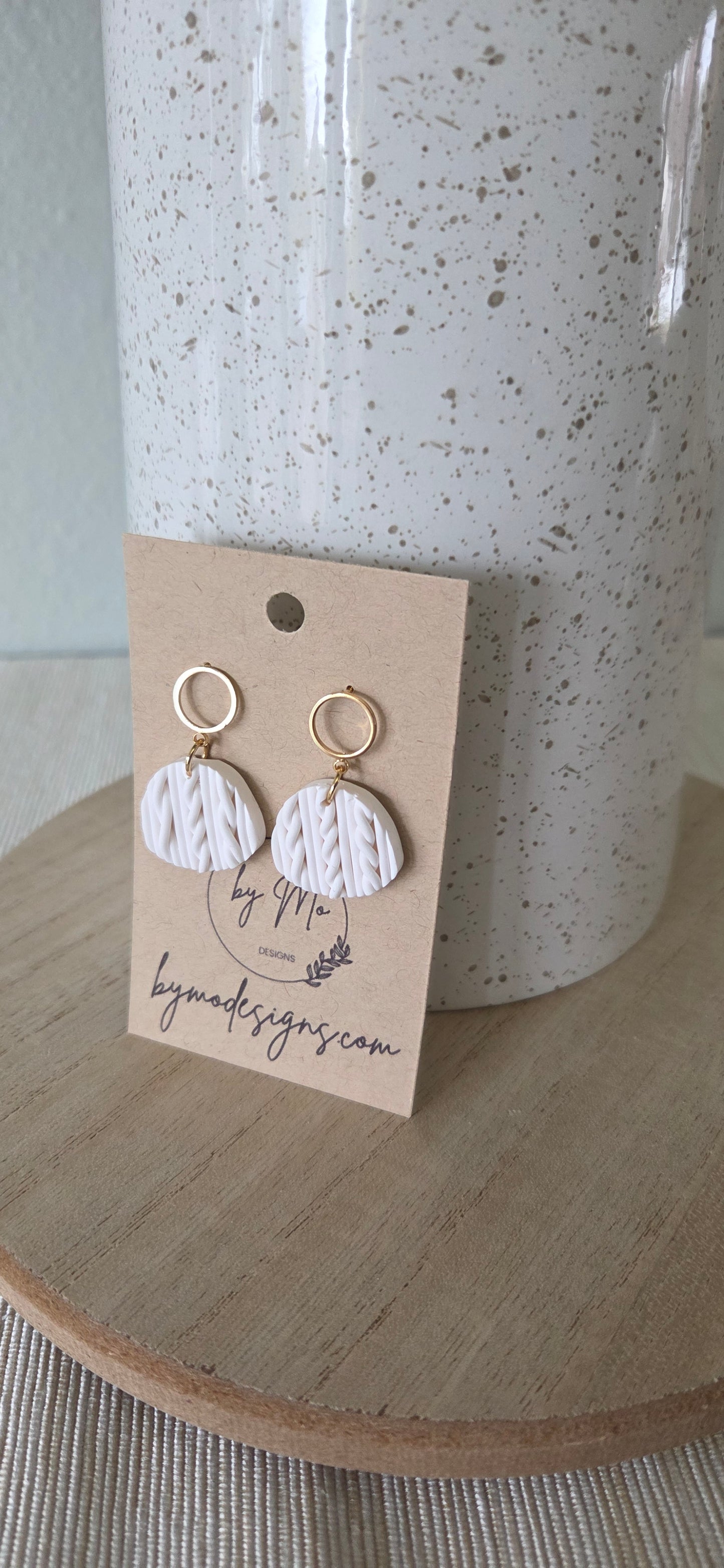 Cable Knit Charm Earrings | Handcrafted Cozy Fall Jewelry by By Mo Designs