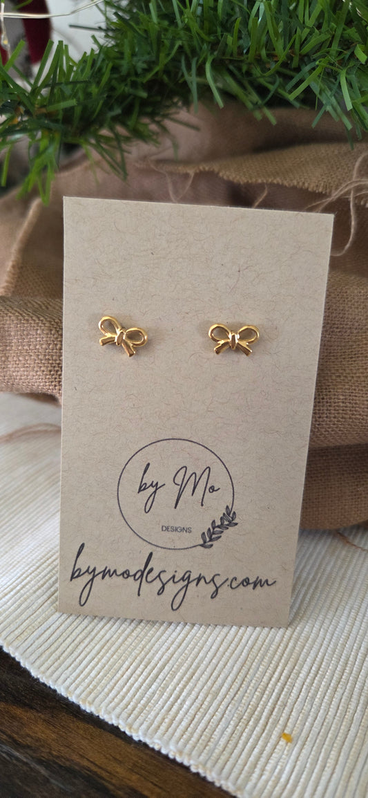 Bow Stud Earrings – PVD Gold & Silver Stainless Steel Minimalist Earrings