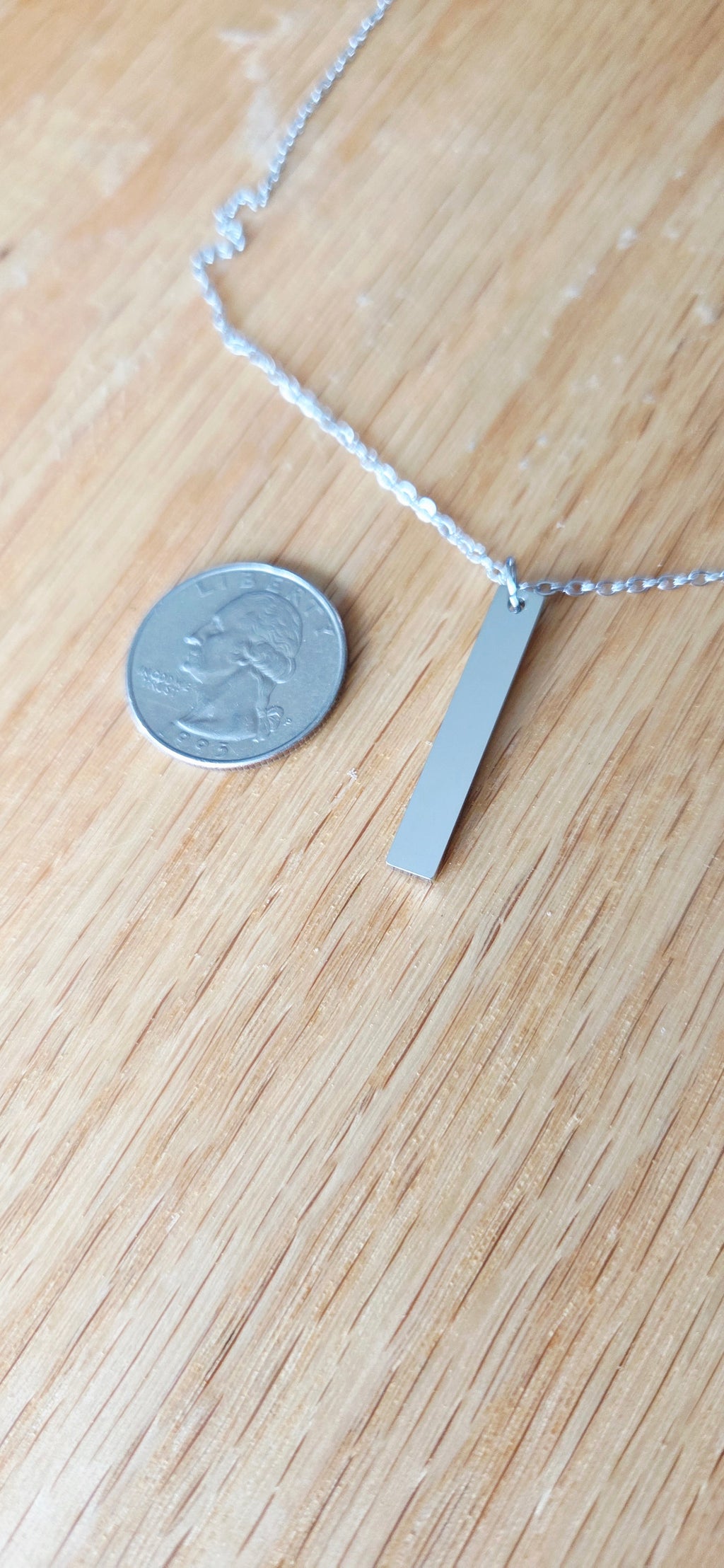 Vertical Bar Cross Necklace – Engraved Faith Pendant