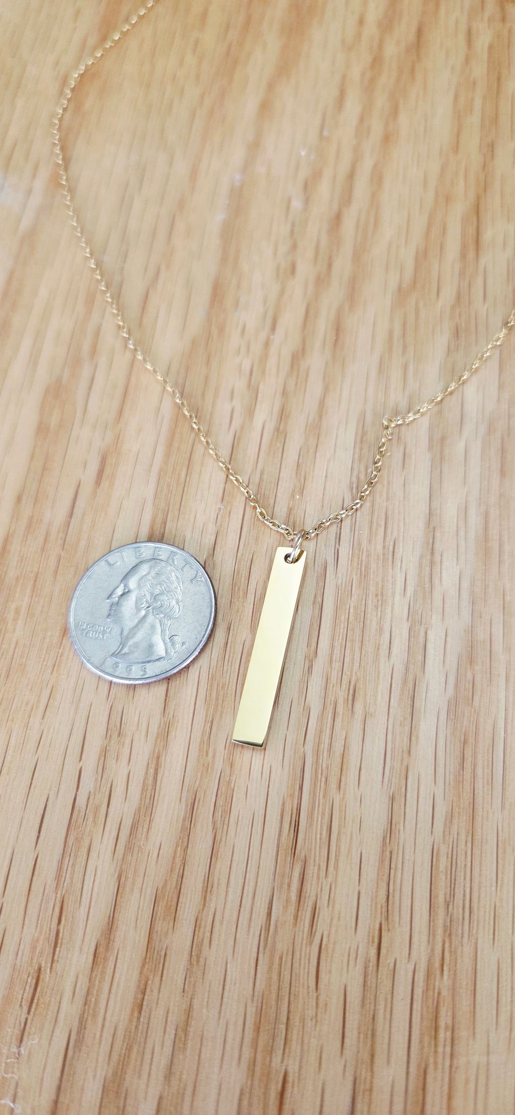 Vertical Bar Cross Necklace – Engraved Faith Pendant