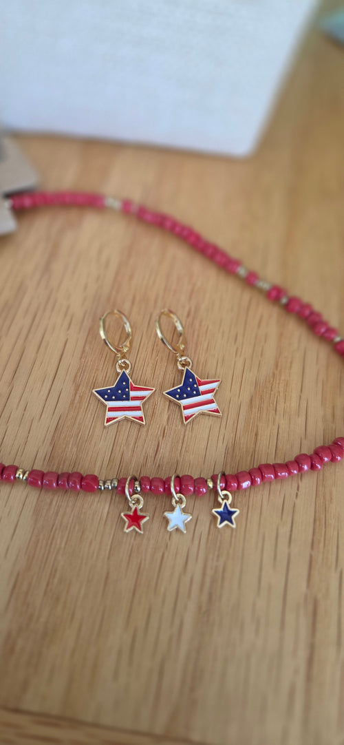 American Flag Hoop Earrings