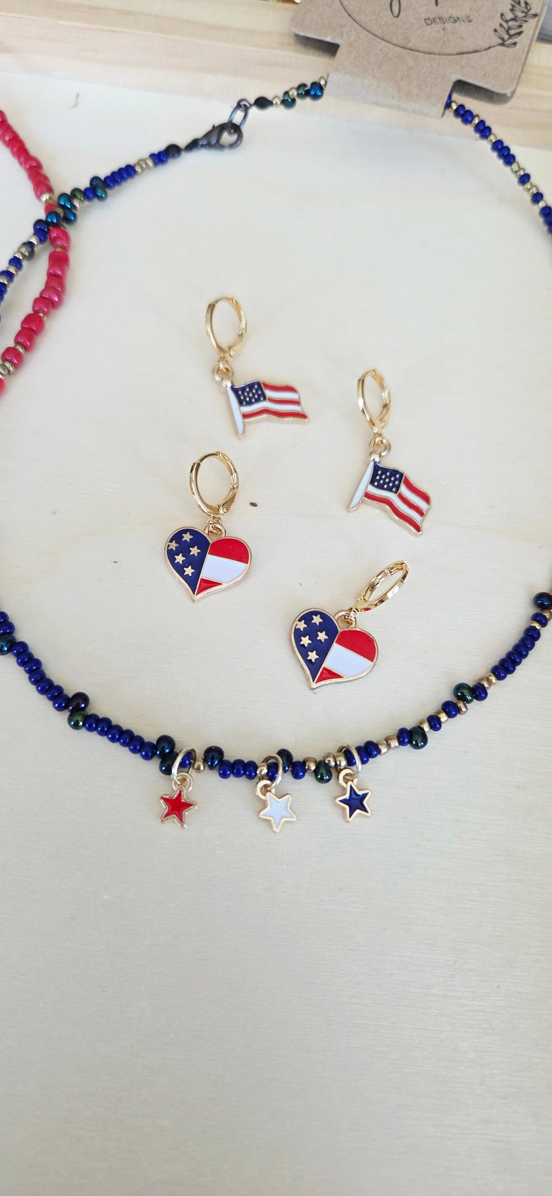 American Flag Hoop Earrings