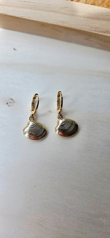 Oyster Shell Hoop Earrings