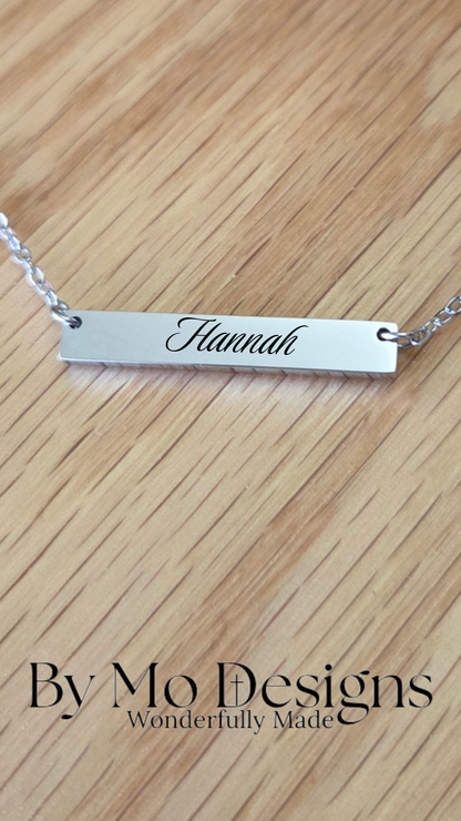 Personalized Centered Name Bar Necklace