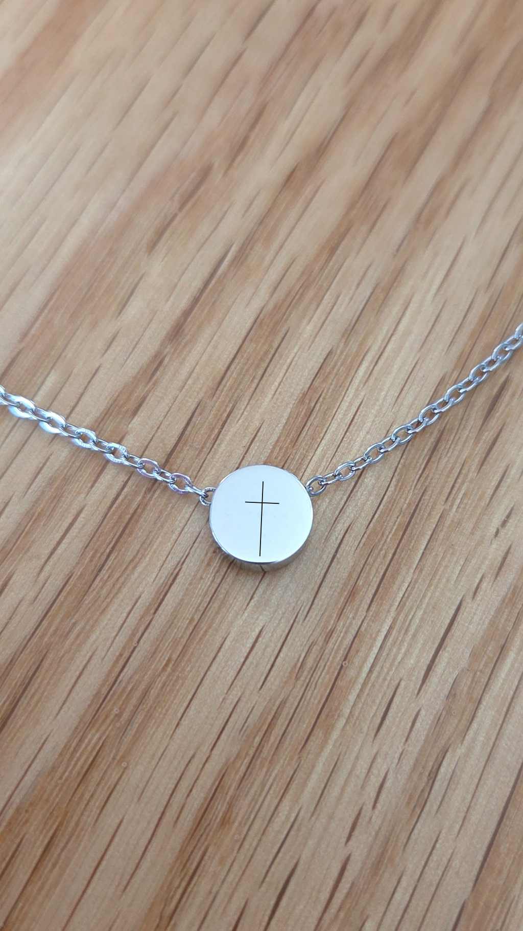 Mini Beaded Cross Necklace – Dainty Faith Circle Pendant