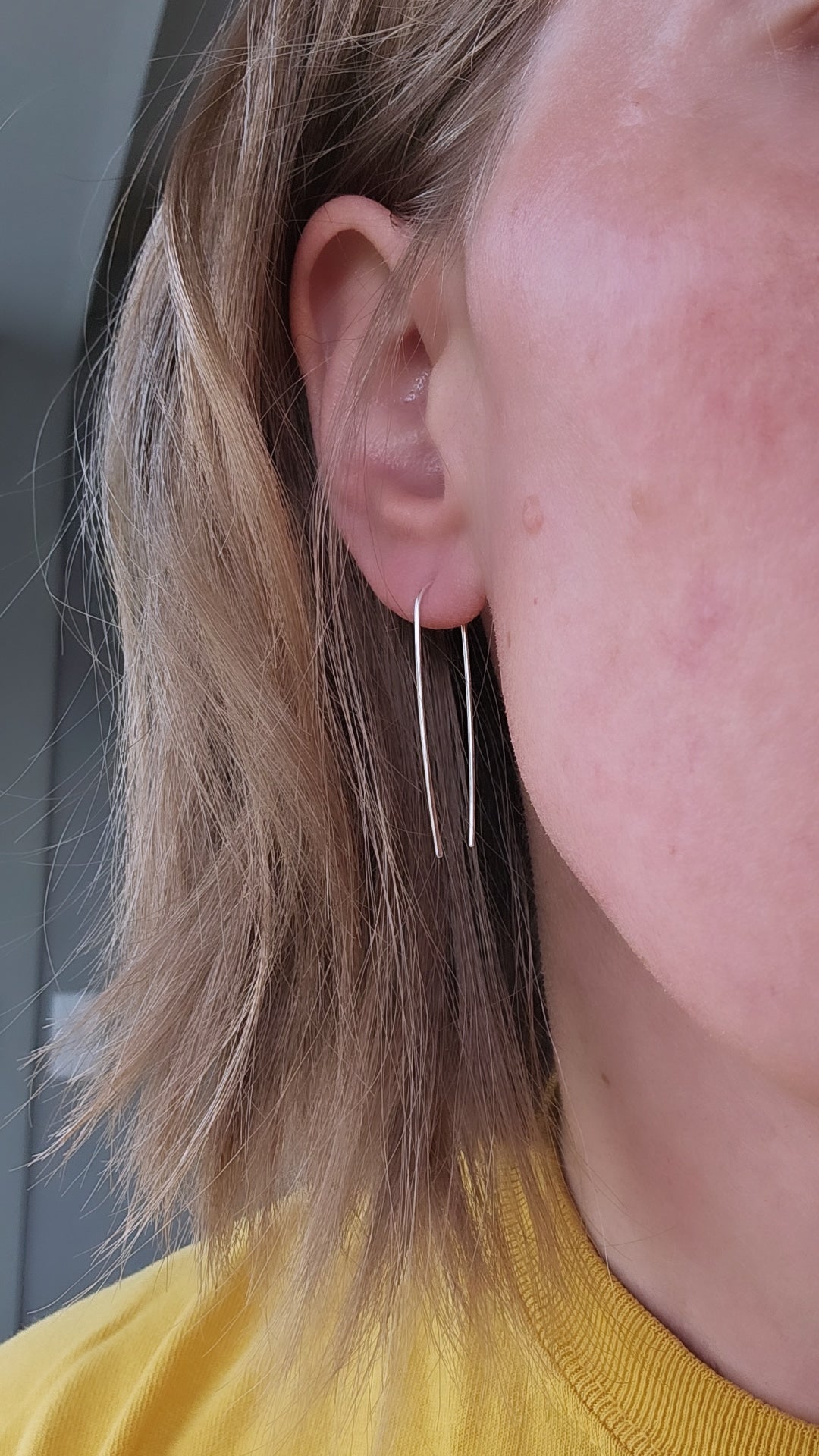 Argentium Silver Pin Threader Earrings