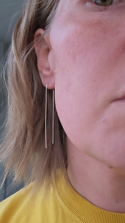 Argentium Silver Pin Threader Earrings