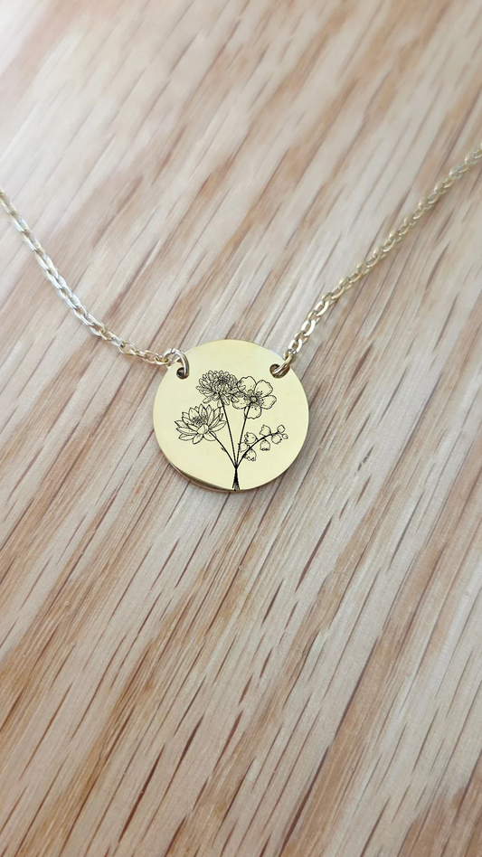 Personalized Birth Flower Bouquet Necklace
