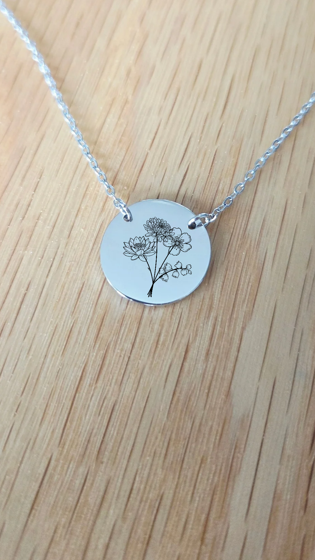 Personalized Birth Flower Bouquet Necklace