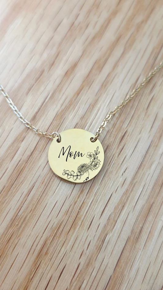 Personalized Mom Birth Flower Bouquet Necklace