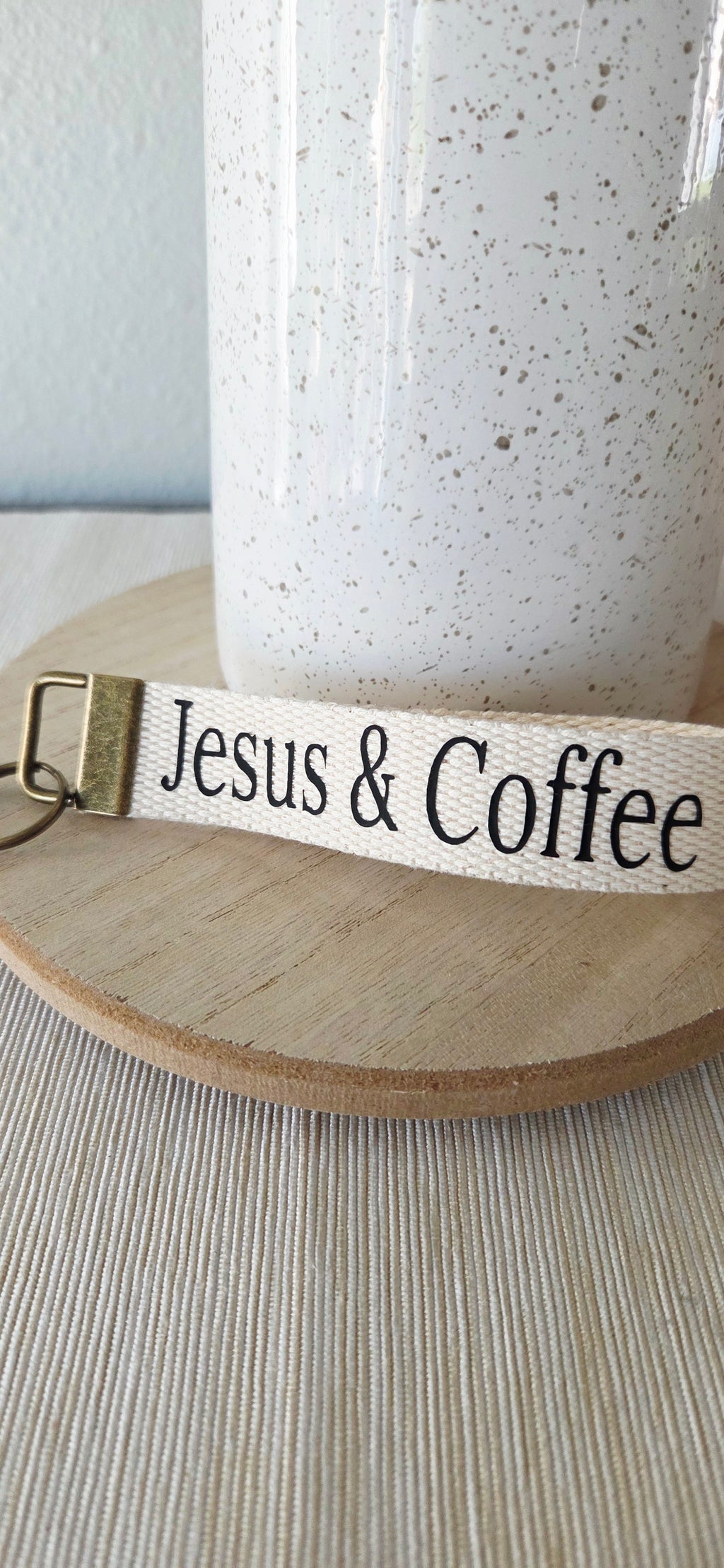 Jesus & Coffee Key Fob Wristlet