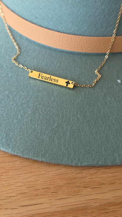 Personalized Cross Engraved Bar Bracelet