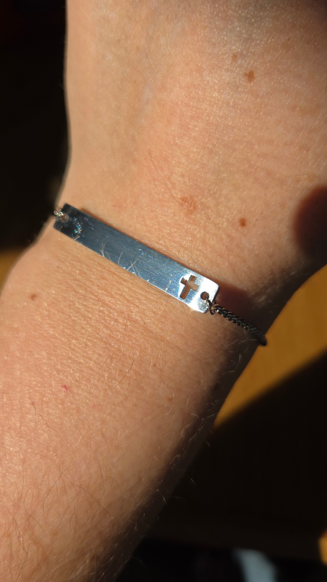 Personalized Cross Engraved Bar Bracelet